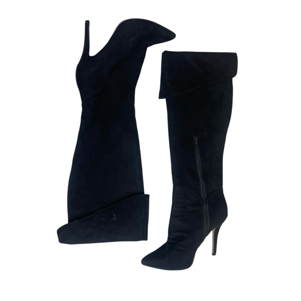Rock & Republic Kohls Suede Leather Black Knee High Heeled Women's Boots Tall